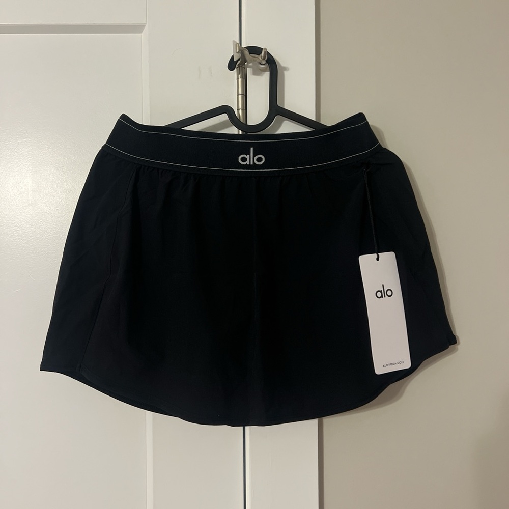 ALO Yoga Match Point Black Tennis Skirt